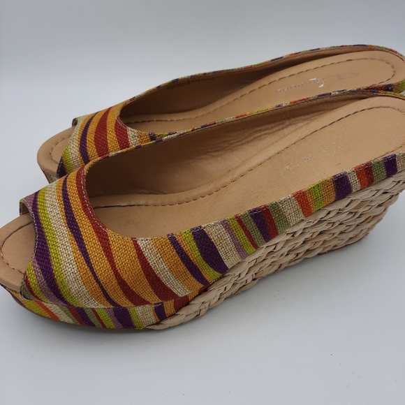CL by Laundry Striped Open Toe Espadrille Size 9.5 - Picture 2 of 5